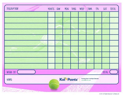 Kids Chart: Tennis Theme